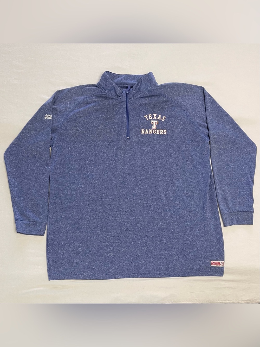 Stitches Men’s Texas Rangers Heather Navy Blue Quarter-Zip Pullover